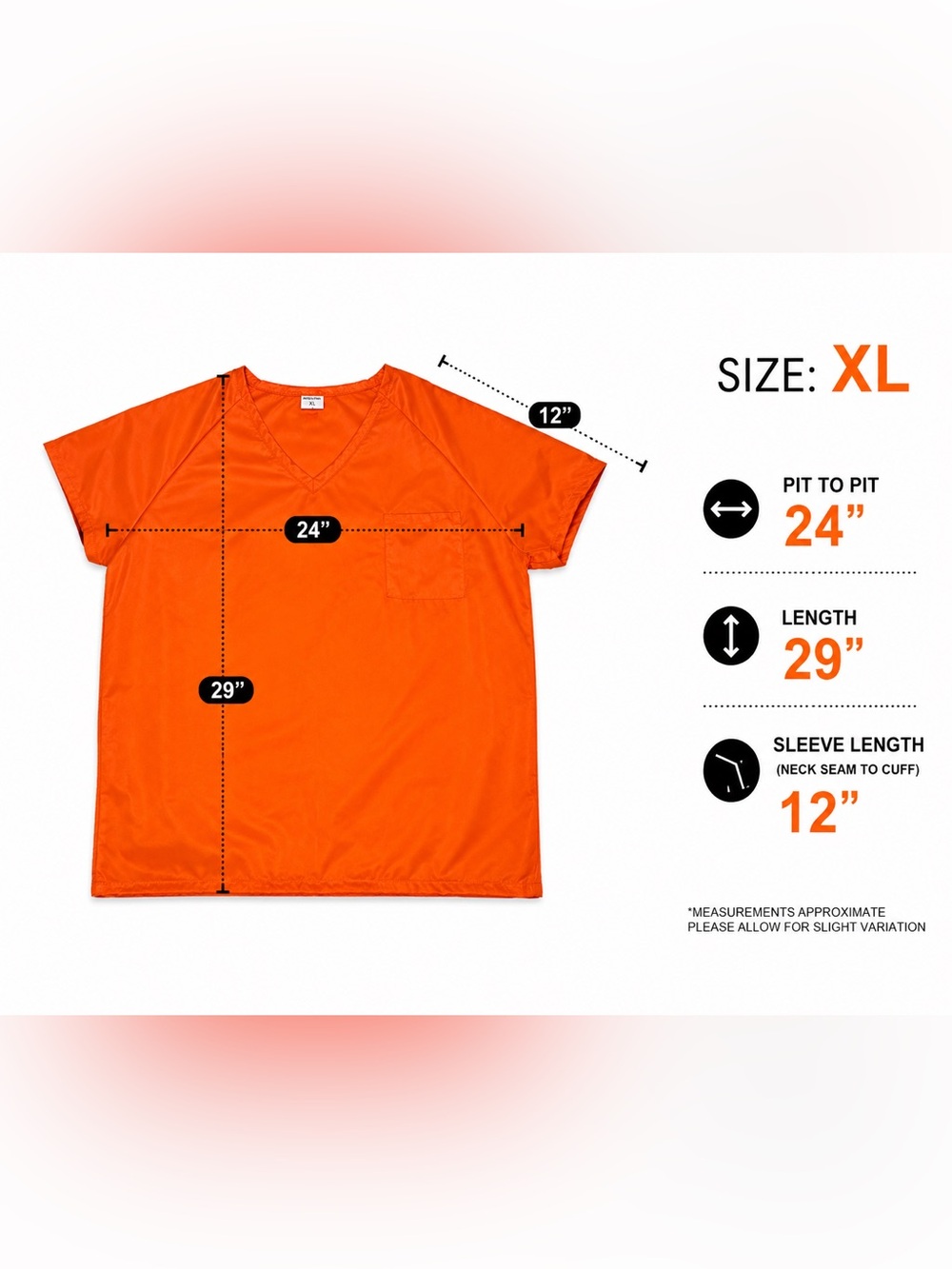 Orange Prisoner Costume Top Halloween Convict Shirt Cosplay Unisex Women Men XL - Picture 10 of 12